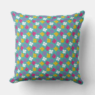 Flower Clusters on Teal for a Bright Look Cushion