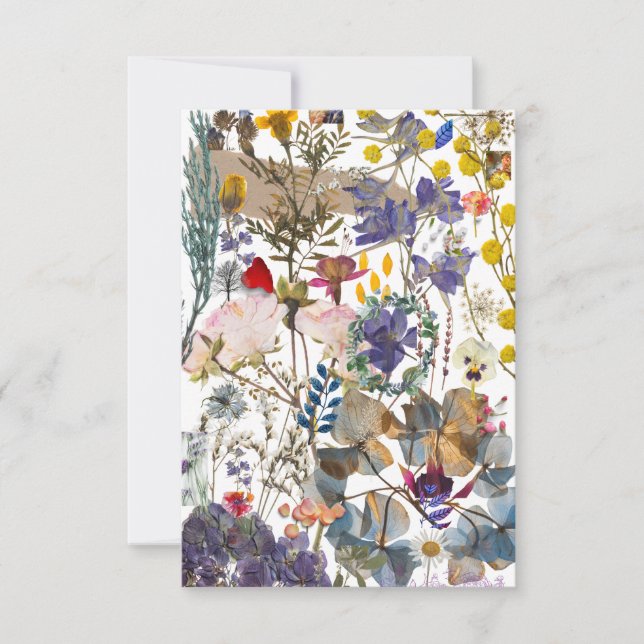 Flower Collage Thank You Card (white) (Front)