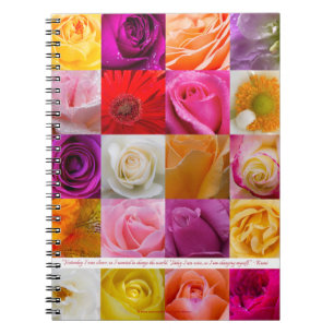 Flower Collage with Rumi quote - Spiral Notebook