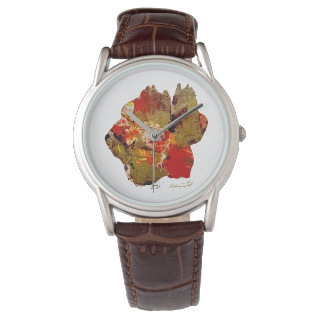 Flower collagraph art watch (Front)