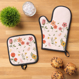 flower collection  oven mitt & pot holder set