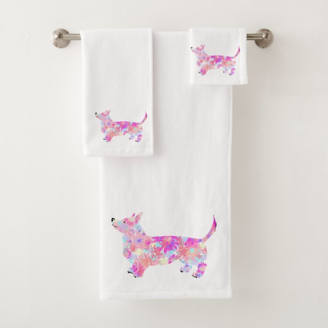 Flower Corgi bath towel set (Insitu)