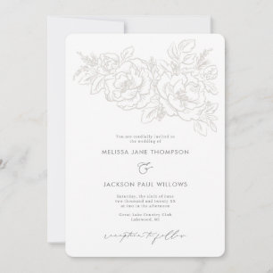 Flower corner elegant wedding design invitation