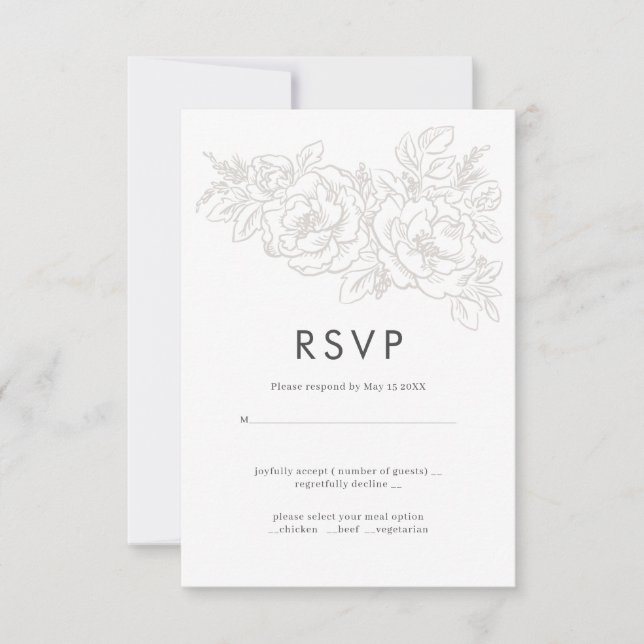 Flower corner elegant wedding RSVP design Card (Front)
