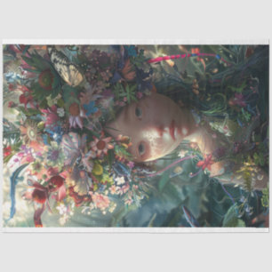 Flower Covered Fairy Girl Decoupage  Tissue Paper