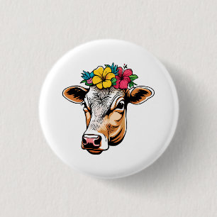 Flower Cow 3 Cm Round Badge