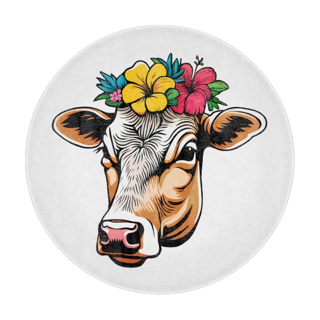 Flower Cow Cutting Board (Front)