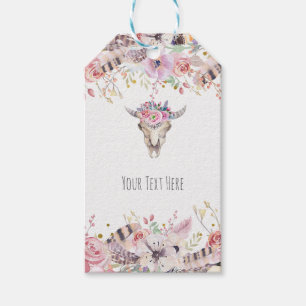 Flower & Cow Skull Boho Chic Country Glam Gift Tags