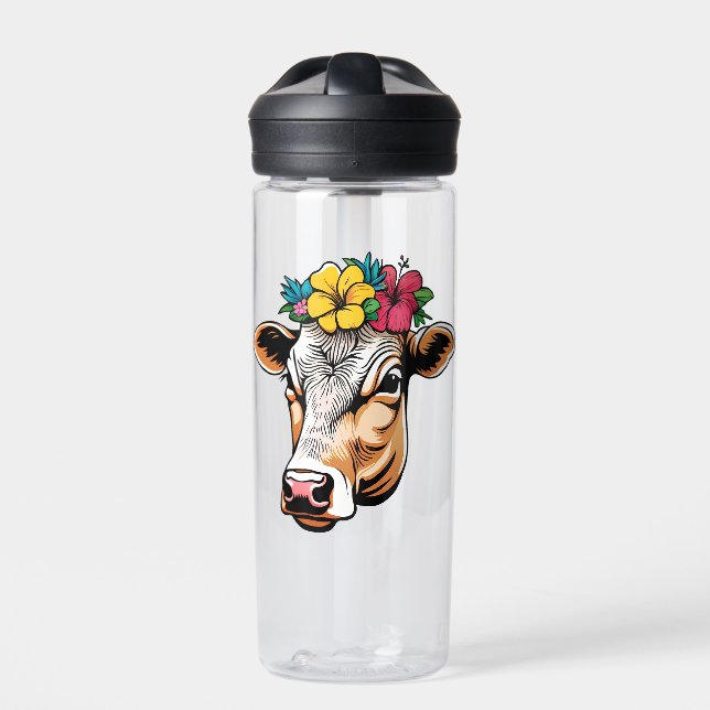 Flower Cow Water Bottle (Front)
