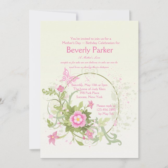 Flower Crescent Mother's Day Invitation (Front)