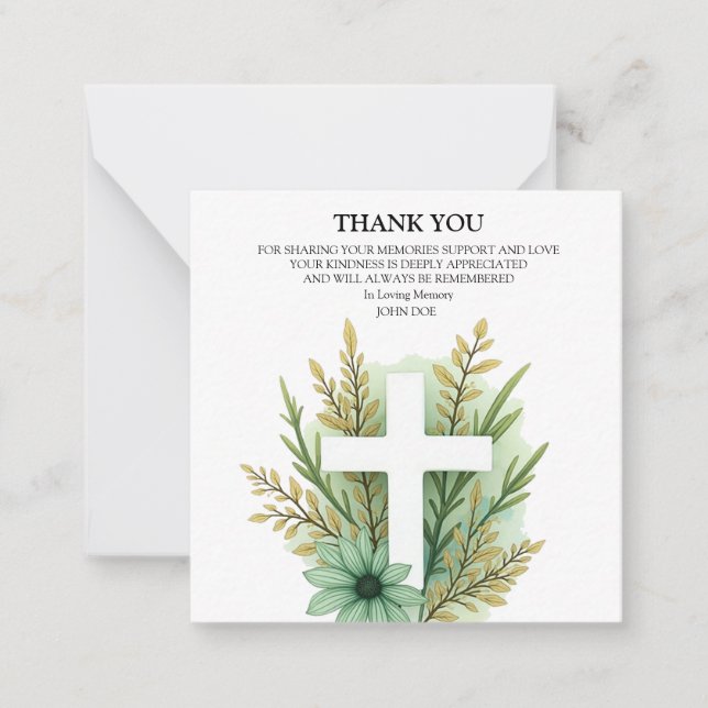 Flower Cross Thank You Card (Front)