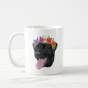 Flower Crown Black Lab Coffee Mug