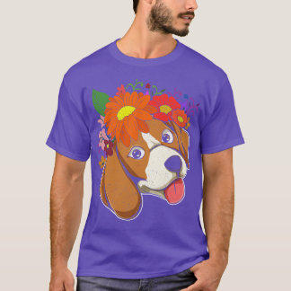 Flower Crown Dog Lover Pet Botanical Dog Owner Bea T-Shirt