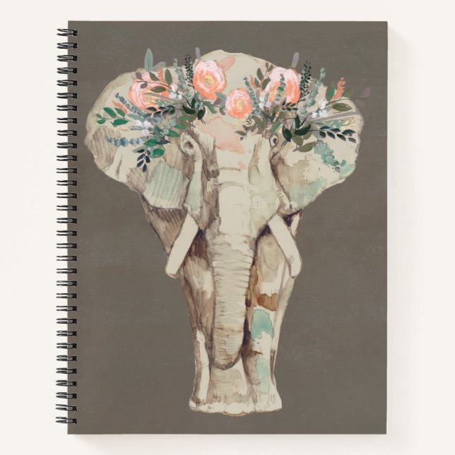 Flower Crown Elephant II Notebook (Front)