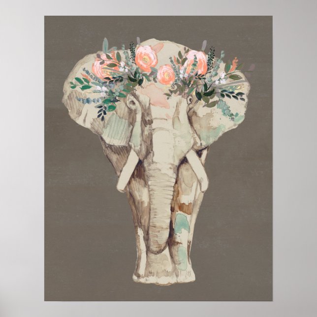 Flower Crown Elephant II Poster (Front)