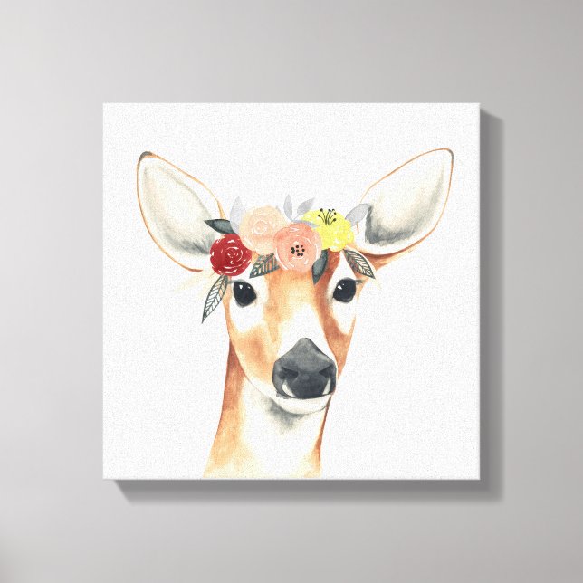 Flower Crown Forester Deer Canvas Print (Front)