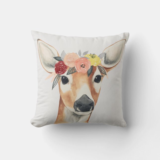 Flower Crown Forester Deer Cushion (Front)