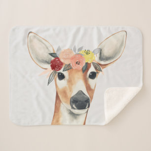 Flower Crown Forester Deer Sherpa Blanket