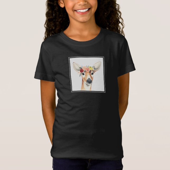 Flower Crown Forester Deer T-Shirt (Front)
