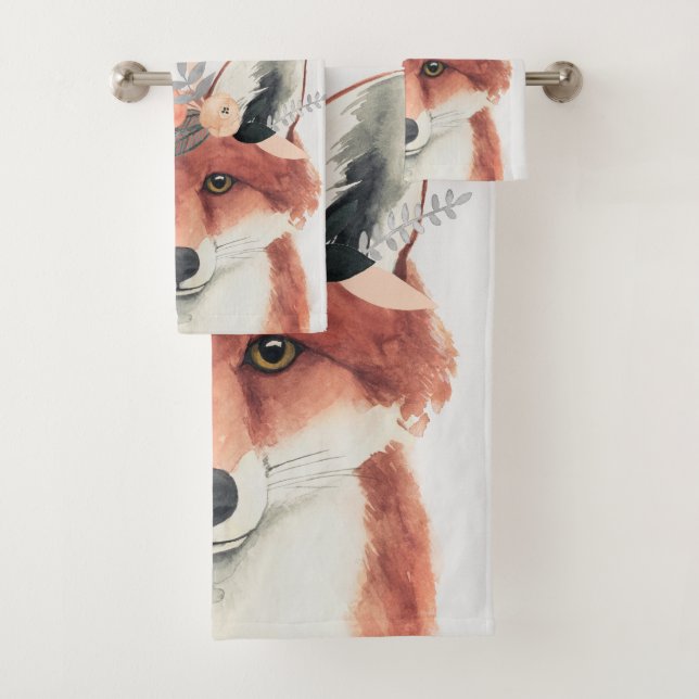 Flower Crown Forester Fox Bath Towel Set (Insitu)