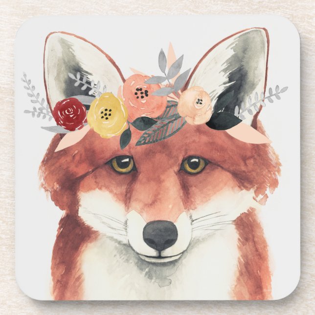 Flower Crown Forester Fox Coaster (Front)