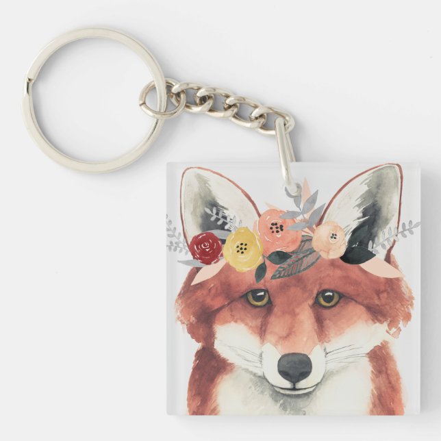 Flower Crown Forester Fox Key Ring (Front)