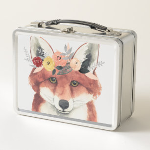 Flower Crown Forester Fox Metal Lunch Box