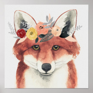 Flower Crown Forester Fox Poster