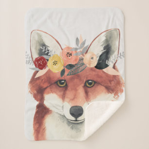 Flower Crown Forester Fox Sherpa Blanket