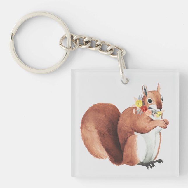 Flower Crown Forester Squirrel Key Ring (Front)