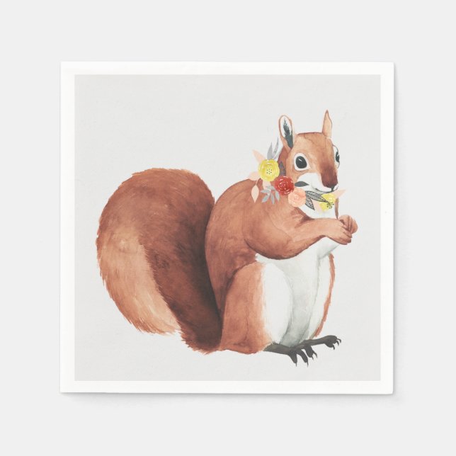 Flower Crown Forester Squirrel Napkin (Front)