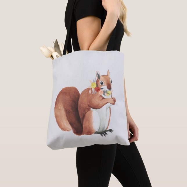 Flower Crown Forester Squirrel Tote Bag (Close Up)