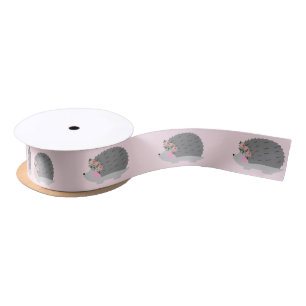 Flower Crown Hedgehog Ribbon Satin Ribbon