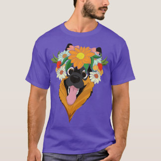 Flower Crown Pet Dog Lover Botanical German Shephe T-Shirt