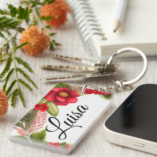 Flower Crown Watercolor Drawing Key Ring