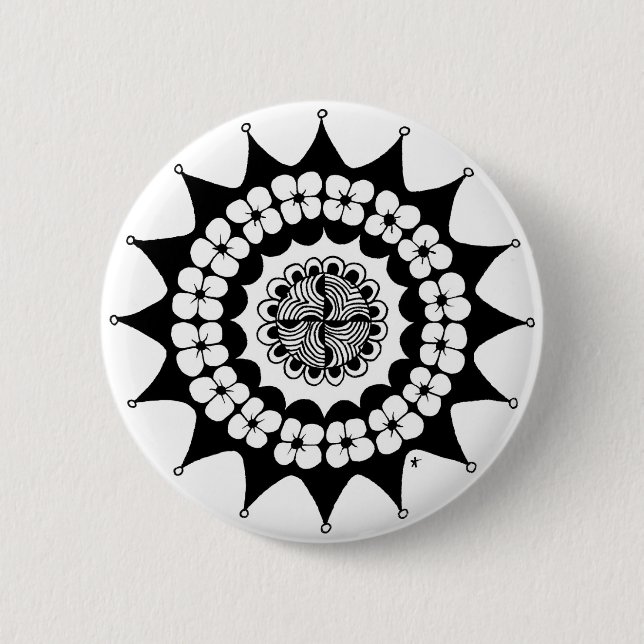 Flower Crown Zen Mandala 6 Cm Round Badge (Front)