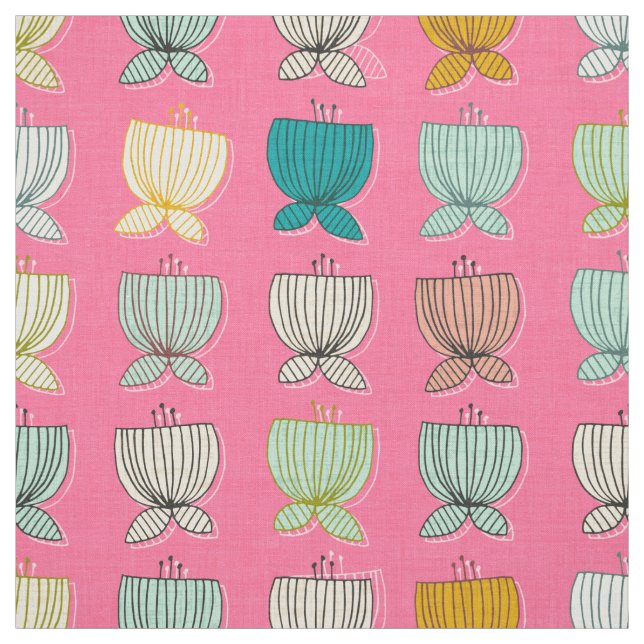 flower cups pink fabric (Swatch)