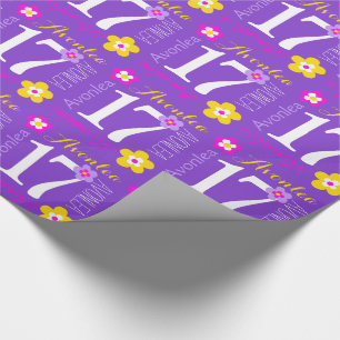 Flower custom name Avonlea 17th birthday wrap Wrapping Paper