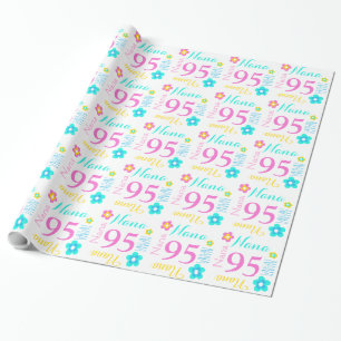 Flower custom nana or name age 95 birthday wrap wrapping paper