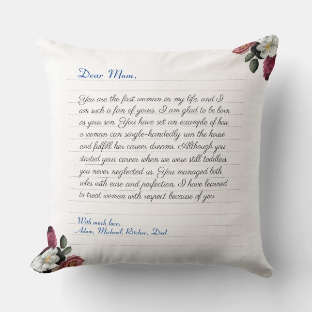 Flower Custom Notebook handwritten love Message Cushion (Front)