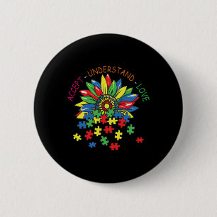 Flower Daisy Accept Understand Love Autism Awarene 6 Cm Round Badge