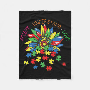 Flower Daisy Accept Understand Love Autism Awarene Fleece Blanket
