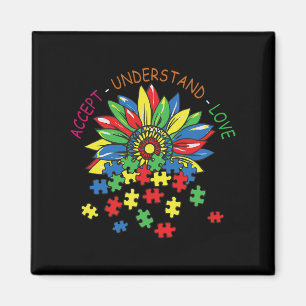 Flower Daisy Accept Understand Love Autism Awarene Magnet