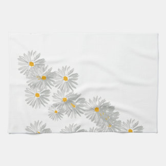 Flower daisy white minimal pattern tea towel