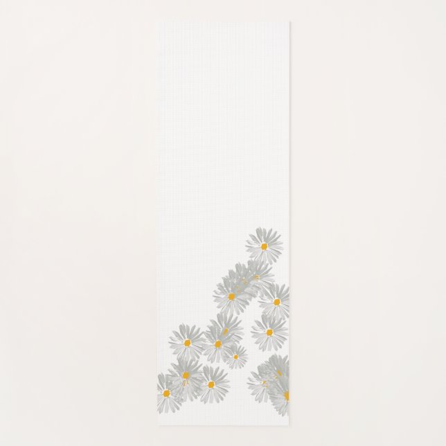 Flower daisy white minimal pattern wash cloth yoga mat (Front)