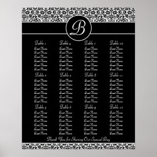Flower Damask Wedding Reception Seating Chart