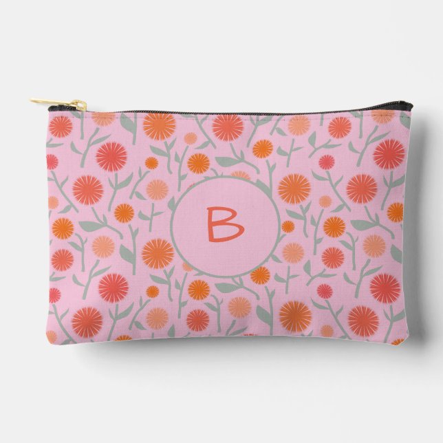 Flower Dandelion Monogram Personalised Accessory Pouch (Front)
