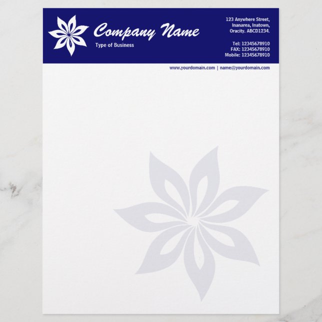 Flower - Dark Blue Customized Letterhead (Front)