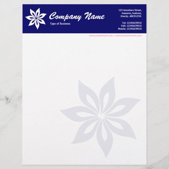 Flower - Dark Blue Letterhead (Front)