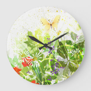 Flower Decor 30 Wall Clocks & Numeral Options